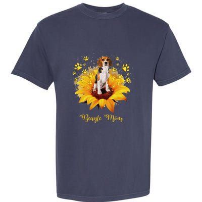 Beagle Mom Sunflower With Dog Paw MotherS Day Garment-Dyed Heavyweight T-Shirt