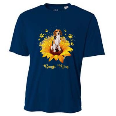 Beagle Mom Sunflower With Dog Paw MotherS Day Cooling Performance Crew T-Shirt