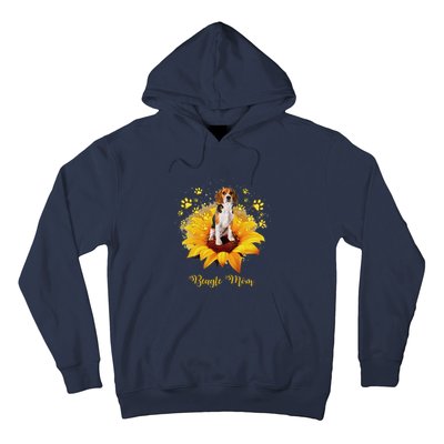 Beagle Mom Sunflower With Dog Paw MotherS Day Hoodie