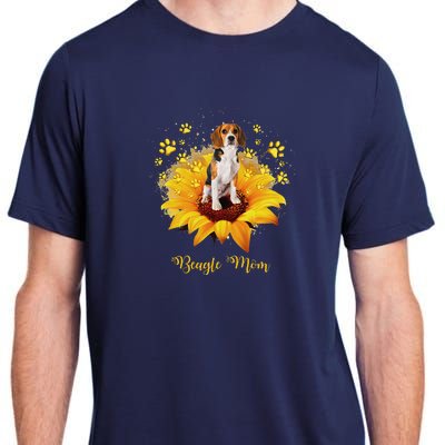 Beagle Mom Sunflower With Dog Paw MotherS Day Adult ChromaSoft Performance T-Shirt