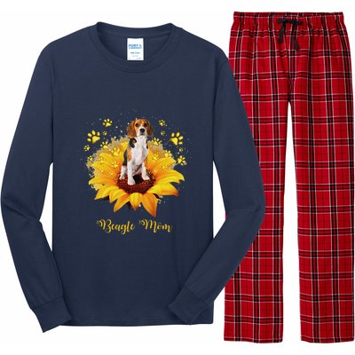 Beagle Mom Sunflower With Dog Paw MotherS Day Long Sleeve Pajama Set