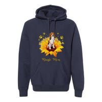 Beagle Mom Sunflower With Dog Paw MotherS Day Premium Hoodie