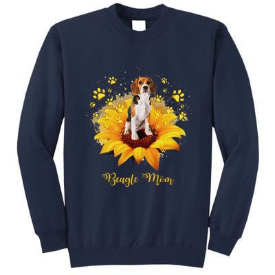 Beagle Mom Sunflower With Dog Paw MotherS Day Tall Sweatshirt