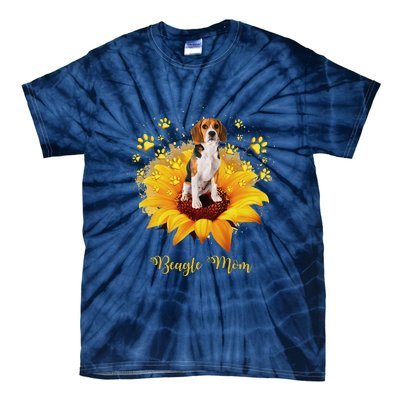 Beagle Mom Sunflower With Dog Paw MotherS Day Tie-Dye T-Shirt