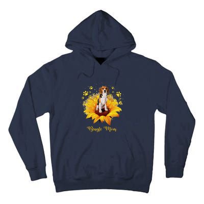 Beagle Mom Sunflower With Dog Paw MotherS Day Tall Hoodie