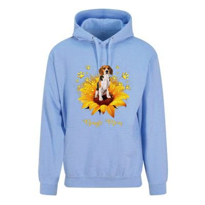 Beagle Mom Sunflower With Dog Paw MotherS Day Unisex Surf Hoodie