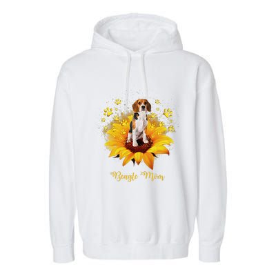 Beagle Mom Sunflower With Dog Paw MotherS Day Garment-Dyed Fleece Hoodie