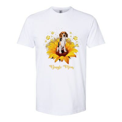 Beagle Mom Sunflower With Dog Paw MotherS Day Softstyle CVC T-Shirt