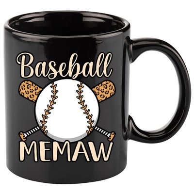 Baseball Memaw Sports Player Lover Coach Graphic Cool Gift 11oz C Handle Ceramic Mug