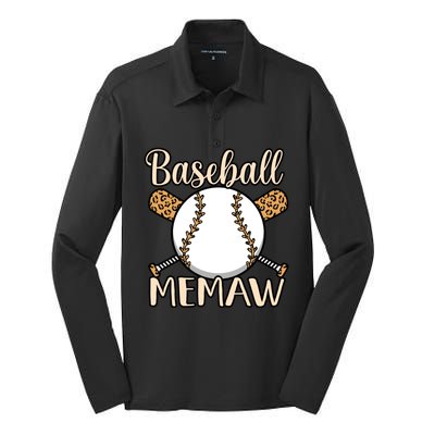 Baseball Memaw Sports Player Lover Coach Graphic Cool Gift Silk Touch Performance Long Sleeve Polo