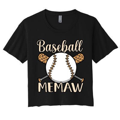 Baseball Memaw Sports Player Lover Coach Graphic Cool Gift Women's Crop Top Tee