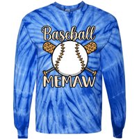 Baseball Memaw Sports Player Lover Coach Graphic Cool Gift Tie-Dye Long Sleeve Shirt