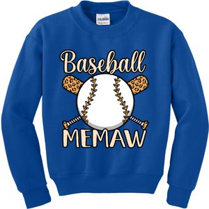 Baseball Memaw Sports Player Lover Coach Graphic Cool Gift Kids Sweatshirt