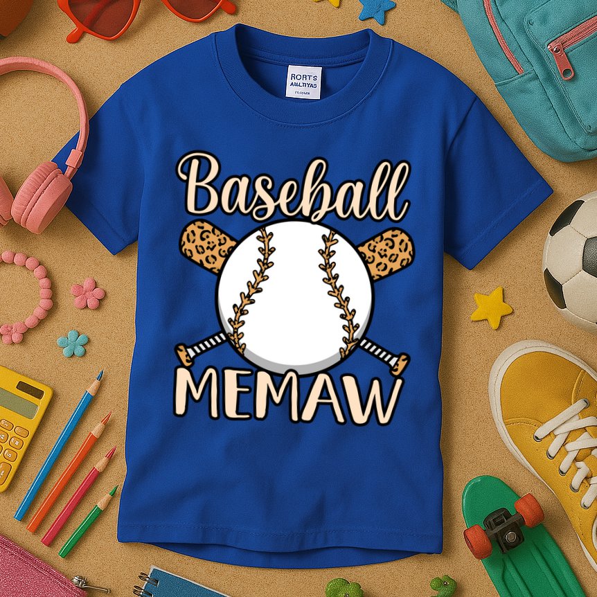 Baseball Memaw Sports Player Lover Coach Graphic Cool Gift Kids T-Shirt