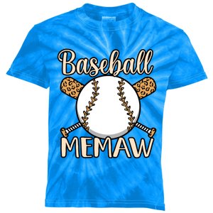 Baseball Memaw Sports Player Lover Coach Graphic Cool Gift Kids Tie-Dye T-Shirt