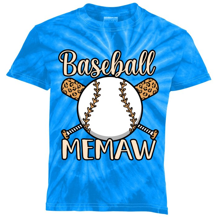 Baseball Memaw Sports Player Lover Coach Graphic Cool Gift Kids Tie-Dye T-Shirt