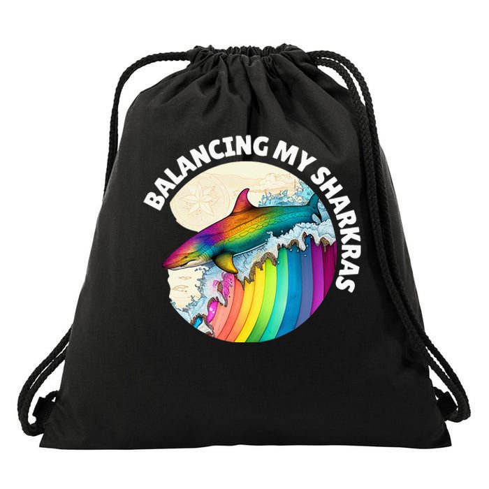 Balancing my Sharkras Spiritual Chakra Chakras Shark Drawstring Bag