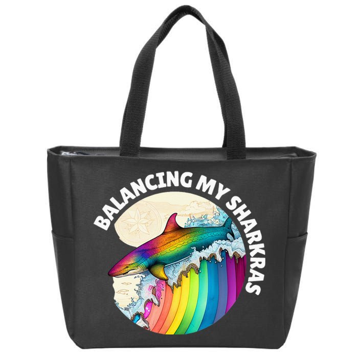 Balancing my Sharkras Spiritual Chakra Chakras Shark Zip Tote Bag