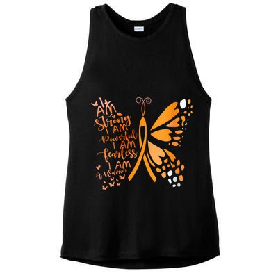 Butterfly Multiple Sclerosis Awareness Ladies PosiCharge Tri-Blend Wicking Tank