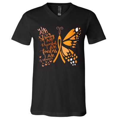 Butterfly Multiple Sclerosis Awareness V-Neck T-Shirt