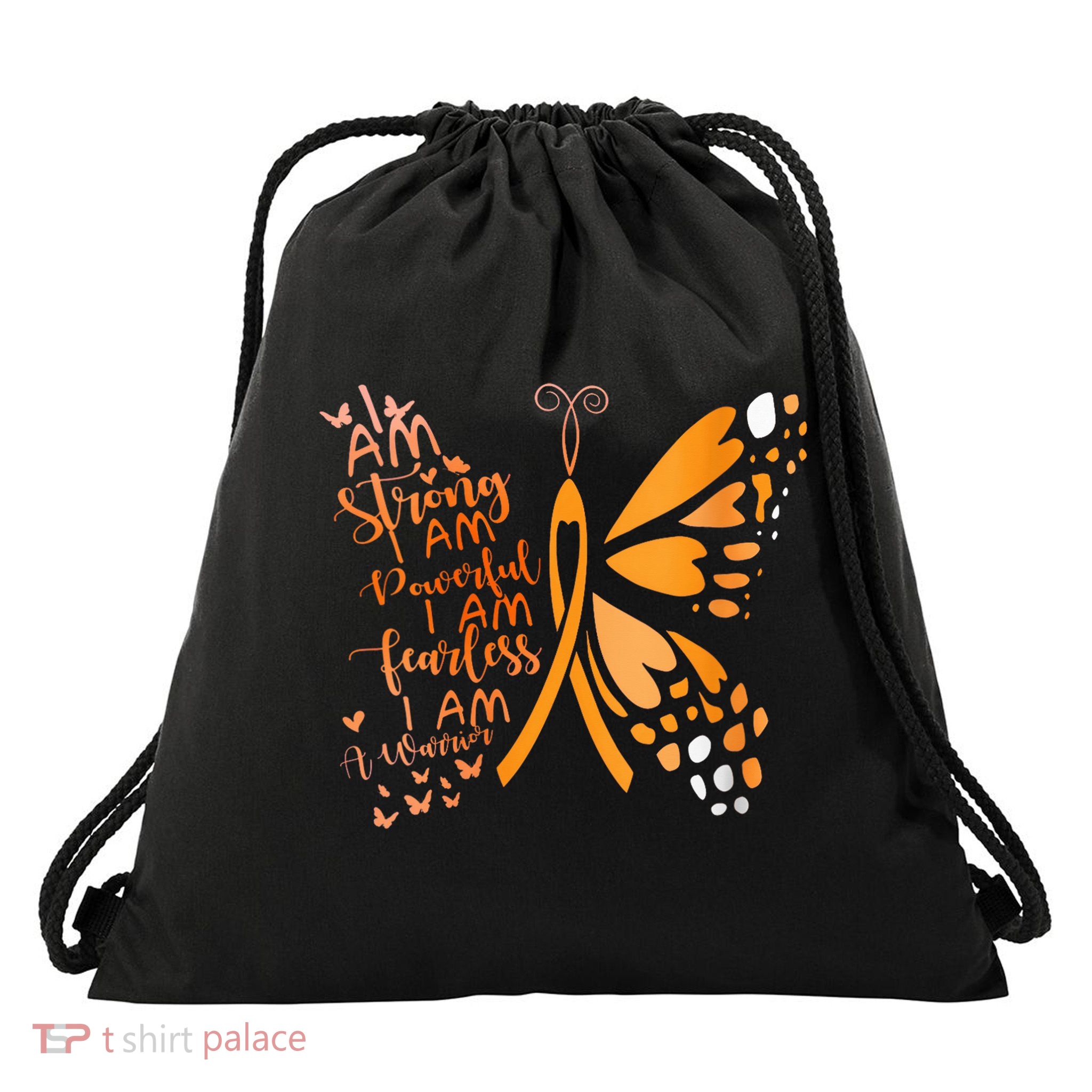 Butterfly Multiple Sclerosis Awareness Drawstring Bag
