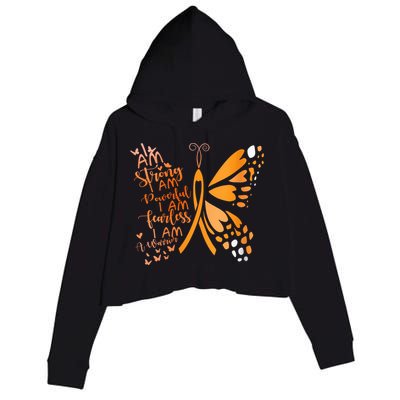 Butterfly Multiple Sclerosis Awareness Crop Fleece Hoodie
