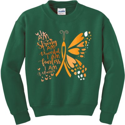 Butterfly Multiple Sclerosis Awareness Kids Sweatshirt