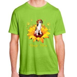 Beagle Mom Sunflower With Dog Paw Mothers Day Adult ChromaSoft Performance T-Shirt