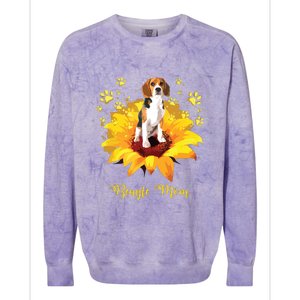 Beagle Mom Sunflower With Dog Paw Mothers Day Colorblast Crewneck Sweatshirt