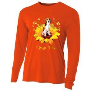 Beagle Mom Sunflower With Dog Paw Mothers Day Cooling Performance Long Sleeve Crew