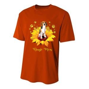 Beagle Mom Sunflower With Dog Paw Mothers Day Performance Sprint T-Shirt