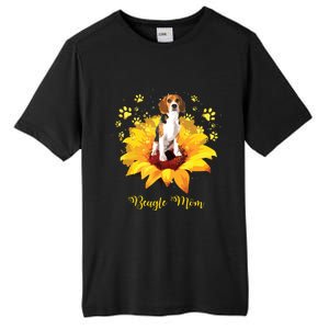 Beagle Mom Sunflower With Dog Paw Mothers Day Tall Fusion ChromaSoft Performance T-Shirt