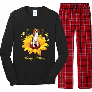 Beagle Mom Sunflower With Dog Paw Mothers Day Long Sleeve Pajama Set