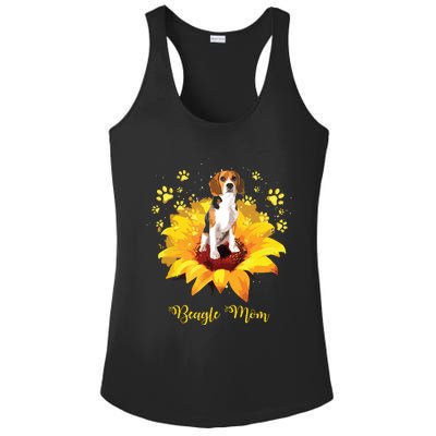 Beagle Mom Sunflower With Dog Paw Mothers Day Ladies PosiCharge Competitor Racerback Tank