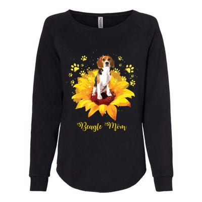 Beagle Mom Sunflower With Dog Paw Mothers Day Womens California Wash Sweatshirt