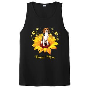 Beagle Mom Sunflower With Dog Paw Mothers Day PosiCharge Competitor Tank