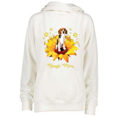 Beagle Mom Sunflower With Dog Paw Mothers Day Womens Funnel Neck Pullover Hood