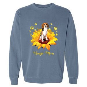 Beagle Mom Sunflower With Dog Paw Mothers Day Garment-Dyed Sweatshirt