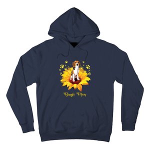 Beagle Mom Sunflower With Dog Paw Mothers Day Hoodie