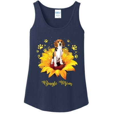 Beagle Mom Sunflower With Dog Paw Mothers Day Ladies Essential Tank