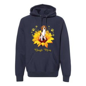 Beagle Mom Sunflower With Dog Paw Mothers Day Premium Hoodie