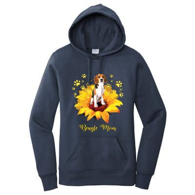 Beagle Mom Sunflower With Dog Paw Mothers Day Women's Pullover Hoodie