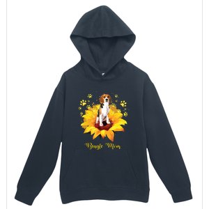 Beagle Mom Sunflower With Dog Paw Mothers Day Urban Pullover Hoodie