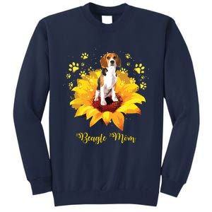 Beagle Mom Sunflower With Dog Paw Mothers Day Tall Sweatshirt