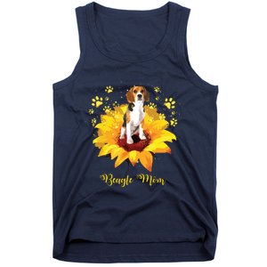 Beagle Mom Sunflower With Dog Paw Mothers Day Tank Top