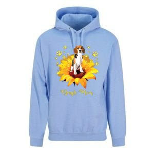 Beagle Mom Sunflower With Dog Paw Mothers Day Unisex Surf Hoodie