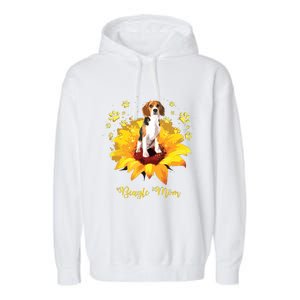 Beagle Mom Sunflower With Dog Paw Mothers Day Garment-Dyed Fleece Hoodie