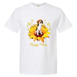 Beagle Mom Sunflower With Dog Paw Mothers Day Garment-Dyed Heavyweight T-Shirt