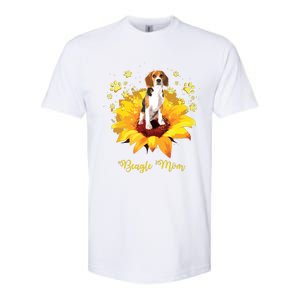 Beagle Mom Sunflower With Dog Paw Mothers Day Softstyle CVC T-Shirt