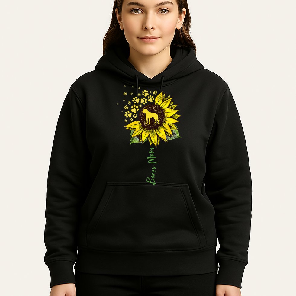 Boxer Mom Sunflower Boxer Dog Gifts Dog Mom Mama Hoodie